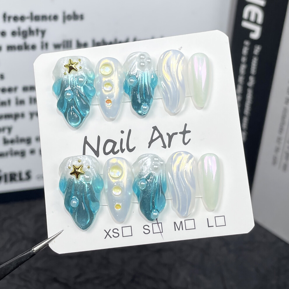 Dachuang Beauty (Almond, M) Ocean Style Press On Nails For Women