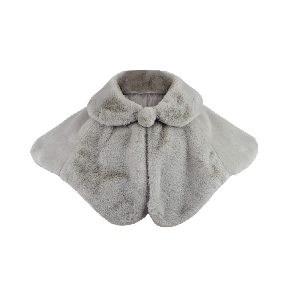 Girls Faux Fur Cape, Flower Girl Princess Cape In Winter Cozy Faux Fur Shrug Flower Girl Princess Cape 1 Years Gray