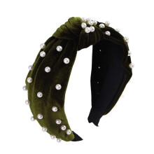 Pearl Hair Accessories Velvet Headband and Clip for Women