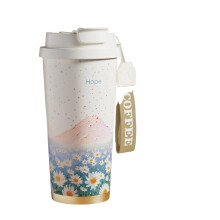 316 Stainless Steel Ceramic Inner Liner Vacuum Cup, Portable with Carrying Strap, Pop-up Straw, Outdoor Sports Water Bottle/17.6 Oz