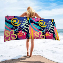 Beach Towel Printed Adult Superfine Fiber 30x60in