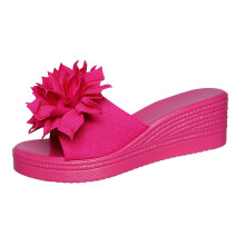 Women's Hot Pink Floral Peep Toe Wedge Sandals PU 5.5cm