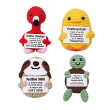 Crochet Animal Dolls Set with Positive Cards 4pcs
