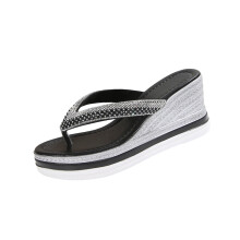Women's Rhinestone Wedge Sandals Open-Toe Platform Thong