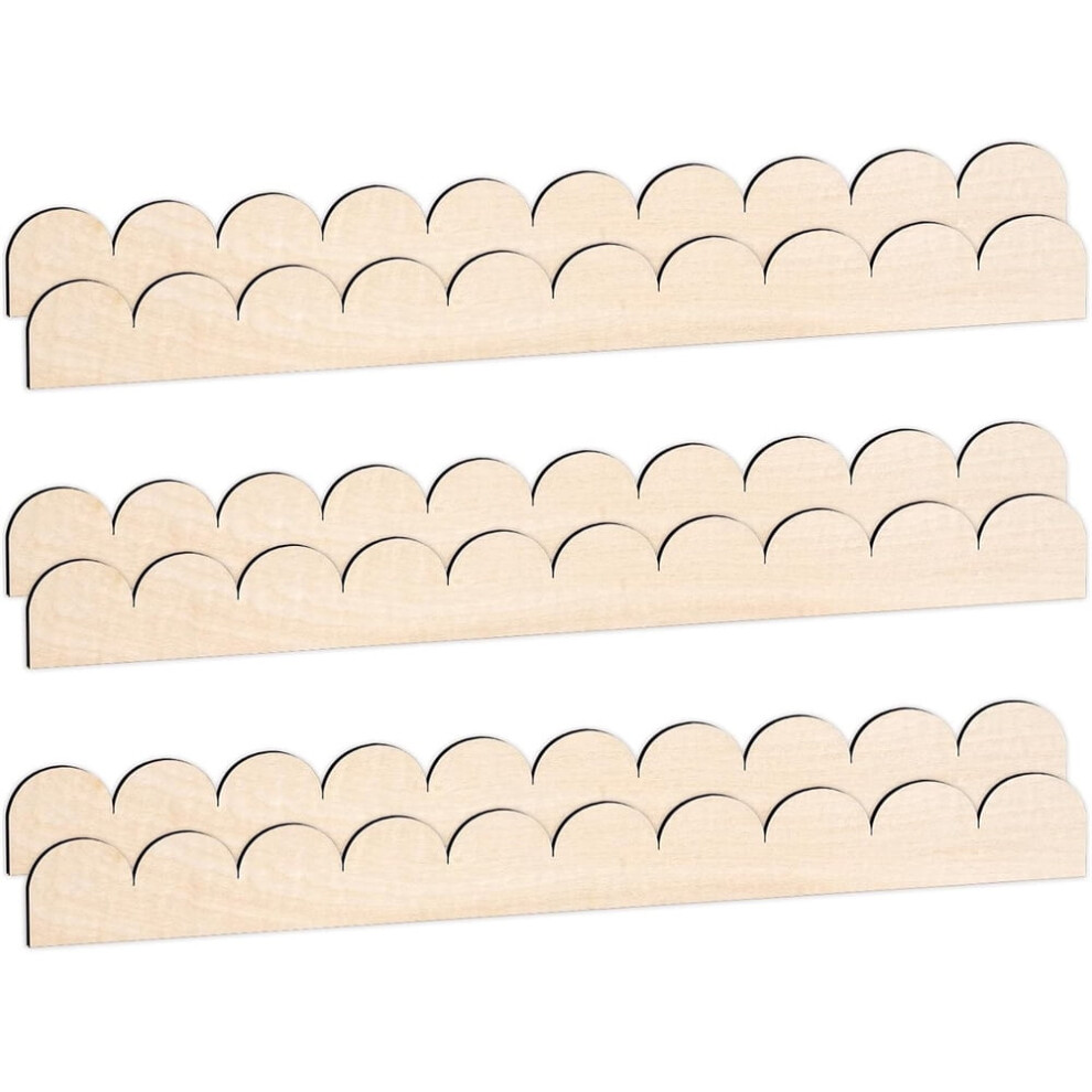 Triani 6Pcs Unfinished Scalloped Wood Border Trim Scalloped Edge Decorative Wood Strips Cute Diy Moulding Trim For Home Wall Cabinet Shelf 9170372278879