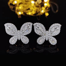 Stud Earrings for Men,18K White Gold Plated Round Square Cubic Zirconia Hypoallergenic Studs Earrings Set for Women