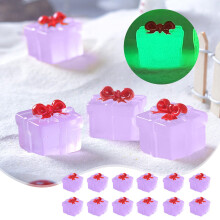 12pcs Christmas Luminous Mini Gift Boxes - Transparent Micro Ornaments for DIY Holiday Decoration (Pink, Orange, Yellow, Green, Purple, Blue)