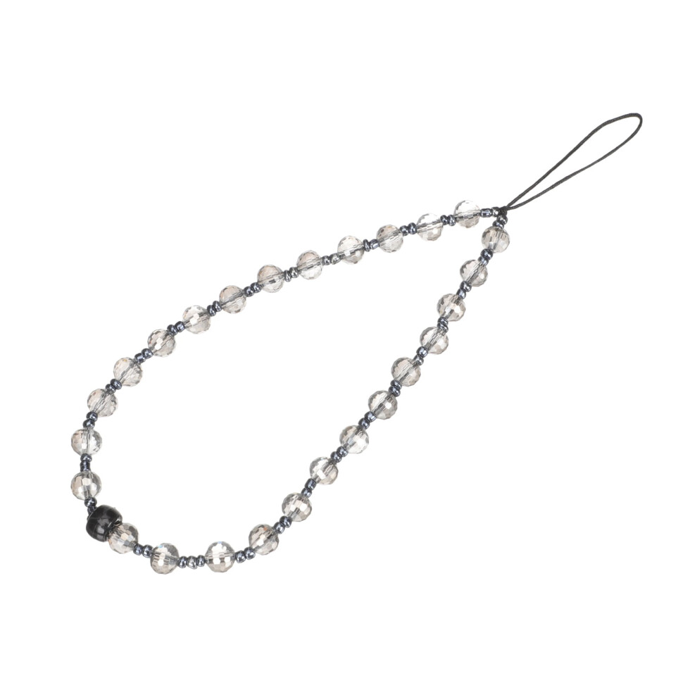 Crystal Beaded Phone Charm With Wrist Strap 2 Pieces Grey 9132278376790