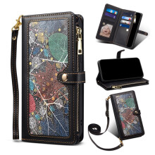 ESEBLE Leather Case for compatible with Samsung Galaxy S25 Edge 5G – RFID Blocking, Multi-Card Holder, Zipper Slot, Magnetic Lanyard & Wristlet,