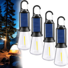 Linterna solar recargable con gancho para acampar, 3 velocidades, resistente al agua IPX4, linterna portátil con clip para acampar y emergencias.