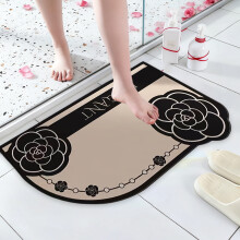 Dekorativer Teppich zum Valentinstag, Kieselgurmatte mit Blumenmuster, 60 x 40 cm, saugfähig und rutschfest fürs Badezimmer