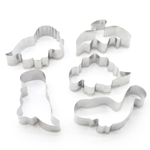 Dinosaurier-Ausstechformen aus Edelstahl, 5-teiliges Set
