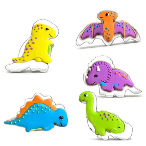 Dinosaurier-Ausstechformen aus Edelstahl, 5-teiliges Set 2