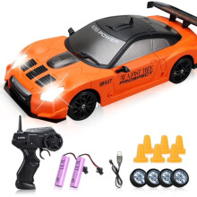 RC-Drift-Auto im Maßstab 1:24, 2,4 GHz, Allradantrieb, 15 km/h Höchstgeschwindigkeit, inklusive zwei Akkus und Ersatzreifen