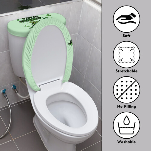 St. Patrick's Shark 2er-Pack WC-Deckel-Set mit elastischem Boden, Polyester, universell passend für Badezimmer 2