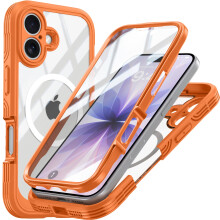 iPhone17 stötsäkert dammtåligt MagSafe-skal orange