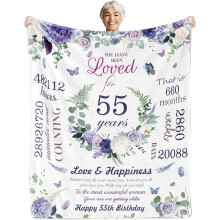 Geschenkidee zum 55. Geburtstag für Frauen – Weiche 152 x 203 cm große Decke für Oma, Mutter, Schwester, Ehefrau, Freundin, Tante – Für alle