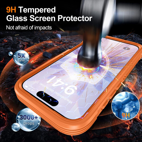 iPhone17 stötsäkert dammtåligt MagSafe-skal orange 2