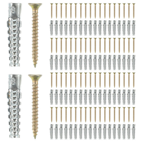 Conjunto com 50 buchas de parede reforçadas em aço para drywall.