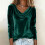 Top de manga larga de color liso para mujer con cuello drapeado. 7