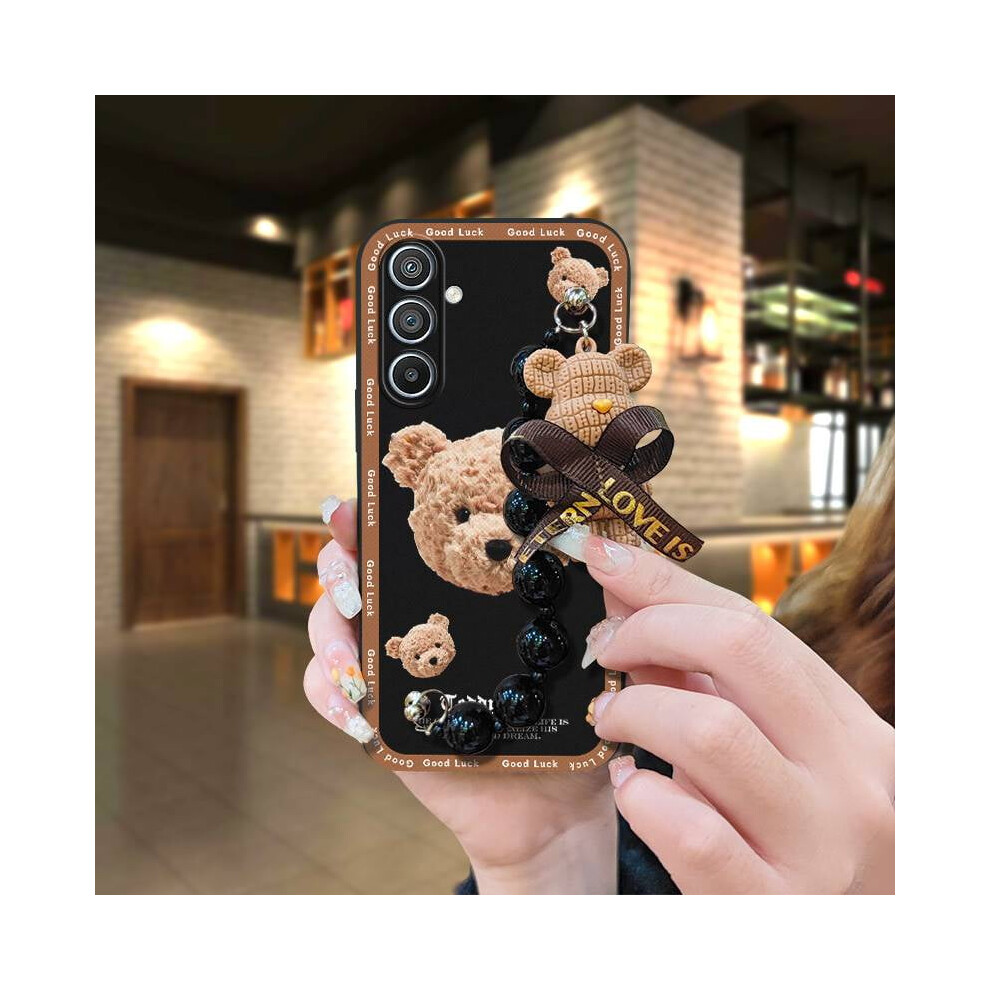 Soft Skin-Friendly Phone Case For Samsung Galaxy S25 – Waterproof, Anti-Knock, Cute Bear Cartoon Design, Dirt-Resistant, Black Pearl Pendant White,Black 9493189658048