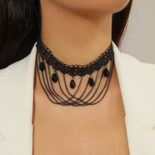 Modische, sexy Braut-Halskette mit mehrlagiger Spitze – handgefertigtes Schmuckaccessoire aus Spitze für Damen