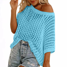 Hauts en crochet pour femmes, pull d'été léger ajouré, idéal pour les vacances à la plage