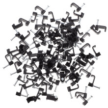 Attaches de câble à crochet en acier 1,8 x 1,7 cm, noires, lot de 100