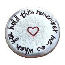 Valentine's Day Pewter Pocket Tokens - 3cm Hand Stamped "I Love You" Hug Keepsake Gifts for Family & Friends