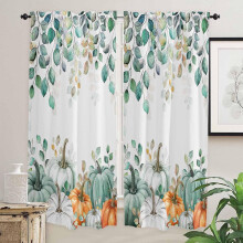 Rideaux à étages citrouille aquarelle eucalyptus 2 pièces 52 x 84 pouces