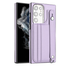 Étui portefeuille pour Samsung Galaxy S22 Ultra avec support intégré, porte-cartes en cuir et coque arrière de protection – Violet