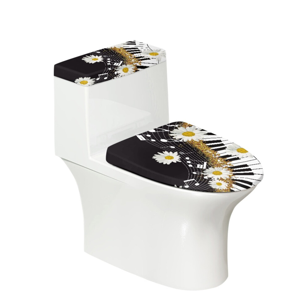 Daisy Piano Keys Toilet Lid Covers Set Â 2-Piece Round & Oval Tank/Lid Cover Set, Compatible With Most Toilets 9482726305675