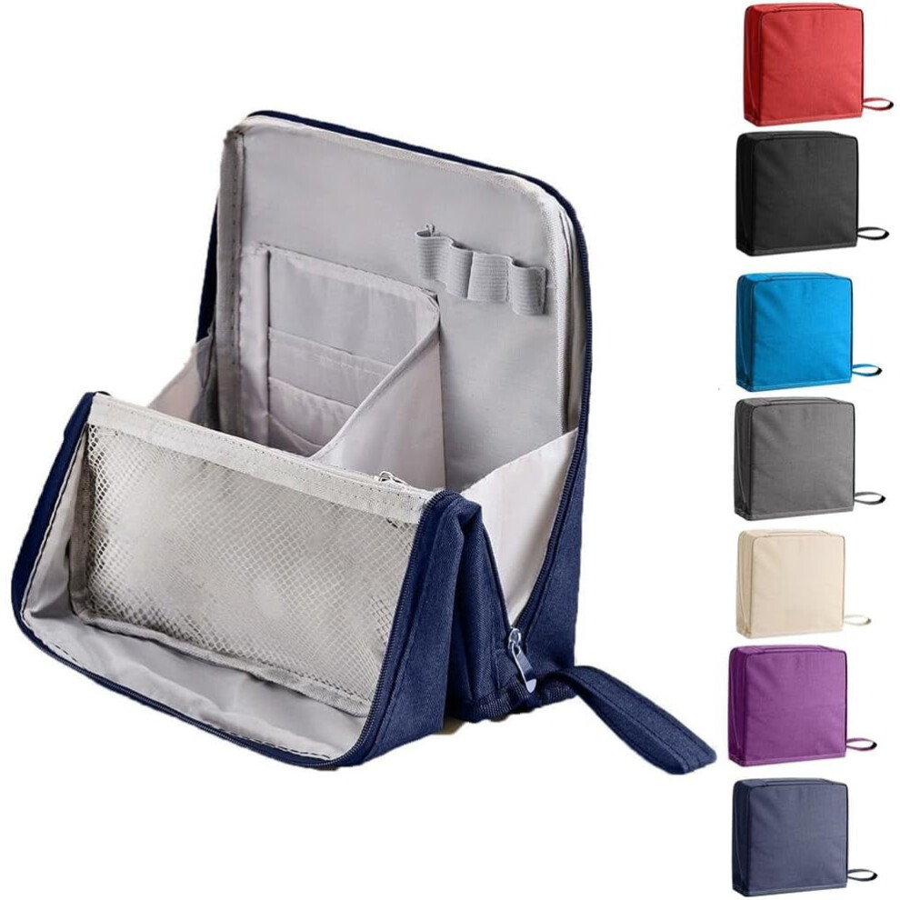 Grey/Black/Beige Standing Makeup Bag, Large Capacity Oxford Cloth Toiletry & Stationery Organizer With Compartments, Portable & Compatible With All Essentials