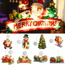 Christmas Lights Decoration, Led Window Suction Cup Hanging Lamp Elk Santa Claus Xmas Tree Lighting Decors for Christmas