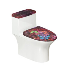 Housses de siège de salle de bain à motif papillon, bord élastique, lot de 2