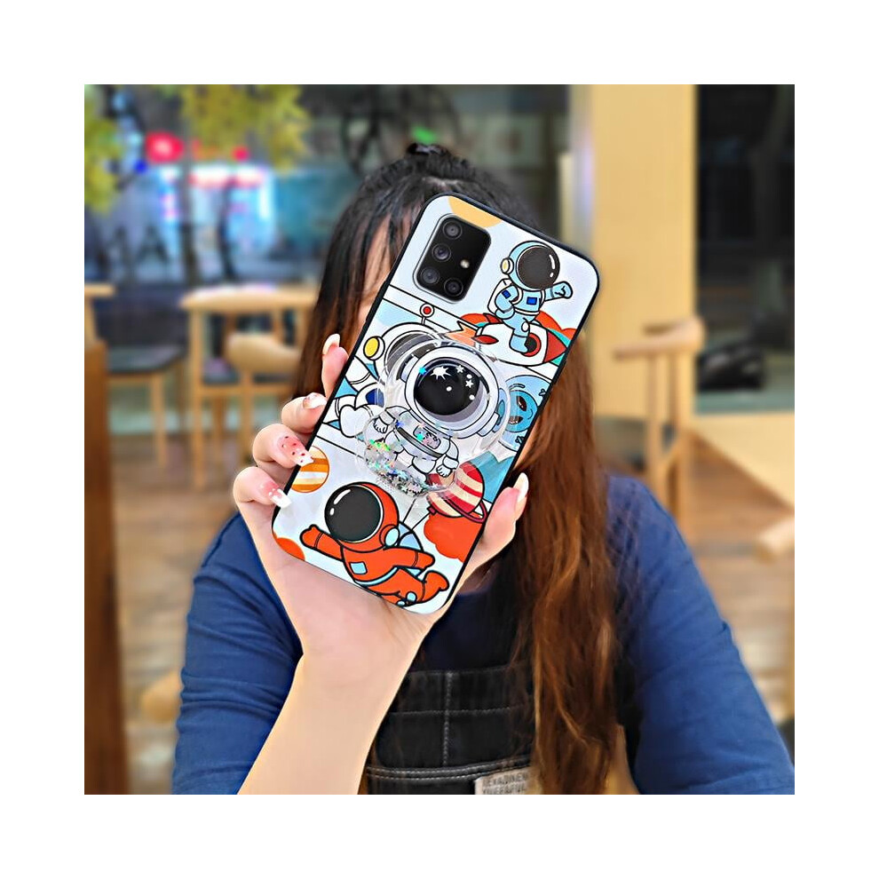 Phone Case For Compatible With Samsung Galaxy A71 5G Â Rotatable Stand, Glitter Quicksand Tpu, Anti-Knock, Waterproof, Cute Cartoon Design 9482726306900