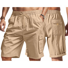 Stretchy Men's Athletic & Carpenter Shorts, Khaki, XL – Summer Comfort Fit