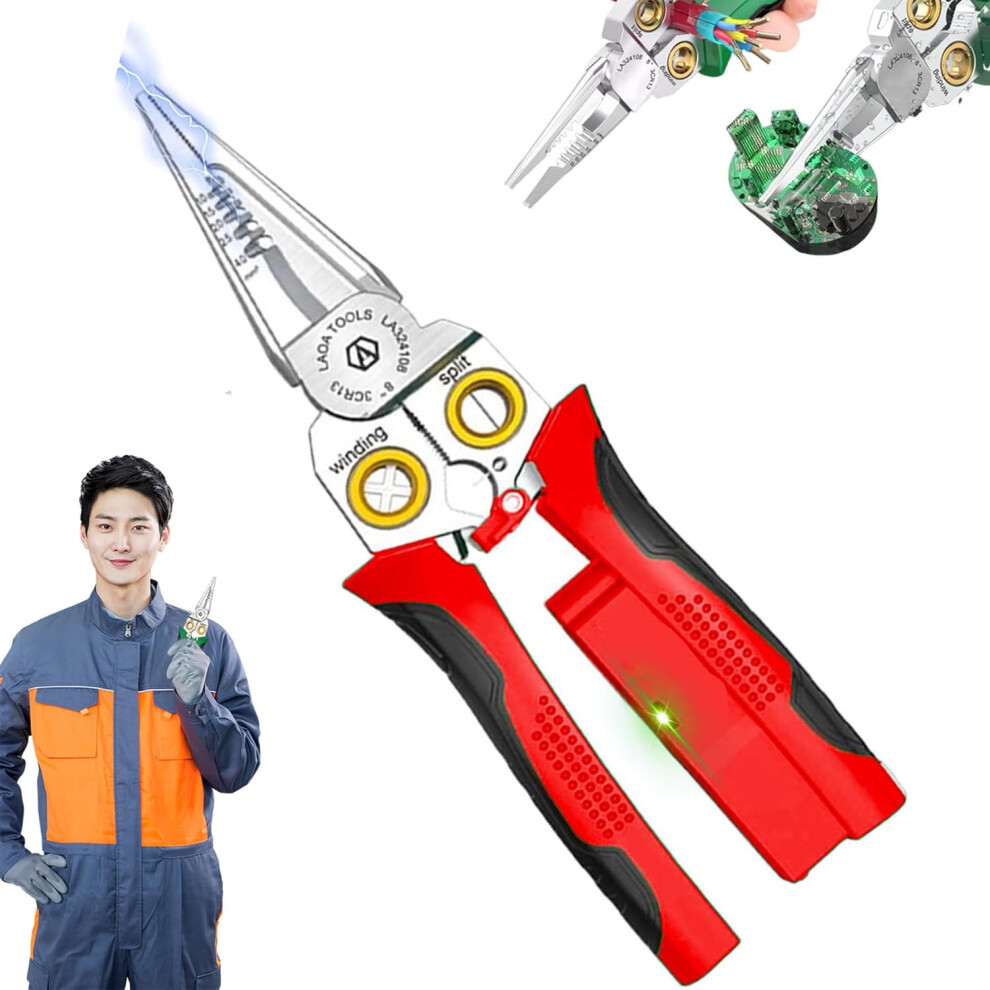 8-In-1 Wire Stripper With Voltage Tester, Foldable Electrical Pliers, Crimping & Cutting Tool Â Compatible With Home Repair 9482726306825