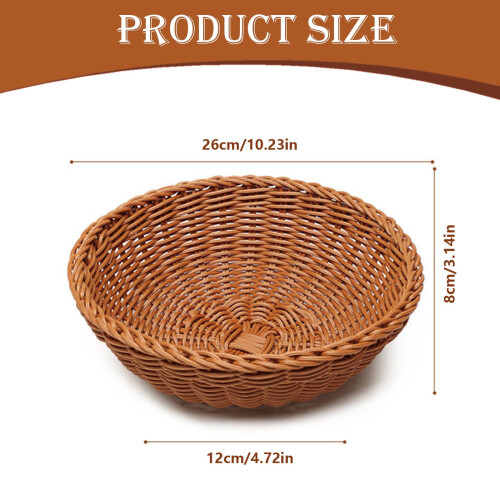 Wicker Fruit & Bread Basket – Handwoven Round Serving Bowl, Compatible with Kitchen Decor