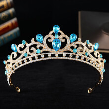 Blue Crystal Rhinestone Wedding Tiara for Bride, Princess, Queen – Bridal Crown Headband for Prom, Pageant, Halloween & Birthday (Compatible with