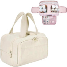 Large Capacity Wide-Open Toiletry Bag, 4-in-1 Waterproof Makeup Organizer with Handle – Compatible with Travel