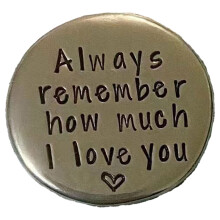 Valentine's Day Pewter Pocket Tokens - 3cm Hand Stamped "I Love You" Hug Keepsake Gifts for Family & Friends