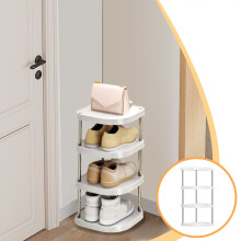 4-Tier Plastic Shoe Shelves, Narrow Corner Rack for Kids/Small Spaces, Stackable & Expandable, Easy Assembly, Compatible with Small Doors