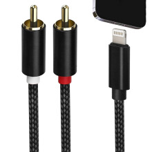 Lightning to RCA Audio Aux Adapter, MFi Certified, 6FT Y-Splitter Cable Compatible with iPhone 14/13/12/11/Pro/XS/XR/X/8/7