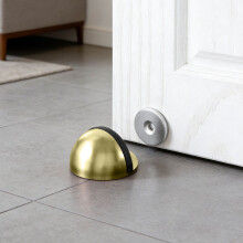No-Drill Door Stopper Stainless Steel Rubber Floor Mount