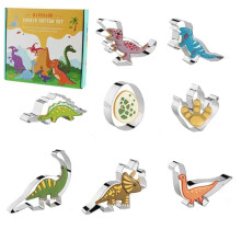 8-Piece Dinosaur Cookie Cutter Set - Fondant and Baking Tools for Making Fun Shaped Cookies, Cupcakes, and Cake Decorations