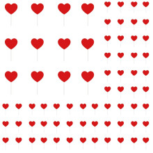 Love Heart Cupcake Toppers Red 60 pcs