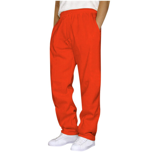 SYMOID Big & Tall5XL Πορτοκαλί Casual Παντελόνι - Χαλαρή Εφαρμογή με Κορδόνι στη Μέση, Γρήγορο 1