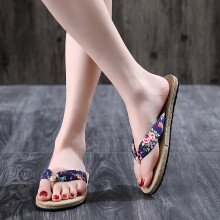 Willtoo Slippers for Women Indoor Comfy Anti-Slip Flip Flops for Women Retro Summer Beach Sandals Blue US-5(EU-35)