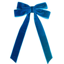 Velvet Ribbon Bows for Christmas Tree – 1 Pc Vintage Rustic Ornament, 7.09" Royal Blue, for Garland, Wreath, Gift Wrapping, DIY Decor